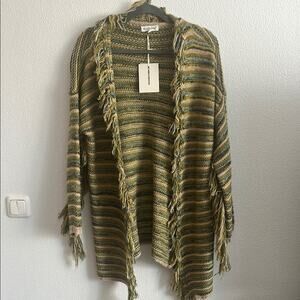 Boho Fringe Open Cardigan Sweater S/M New with Tags